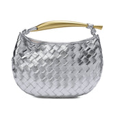 Woven Leather Top-Handle Bag/Clutch